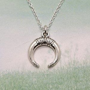 Dainty Upside Down Crescent Moon Silver Necklace